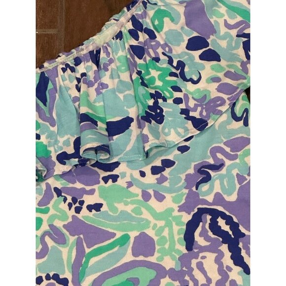 Lilly Pullitzer one shoulder blue green purple top size xs - Picture 2 of 8